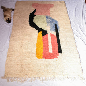 AMEZARE | 8'2x4'9 Ft | 250x150 cm | Moroccan White Rug | 100% wool handmade - OunizZ