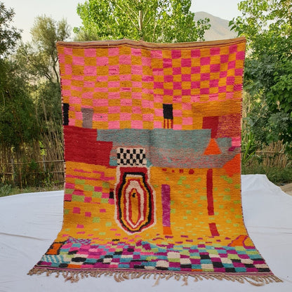 Amsane - MOROCCAN BOUJAAD RUG | Berber Colorful Area Rug for living room Handmade Authentic Wool | 9'9x6'7 Ft | 302x204 cm - OunizZ