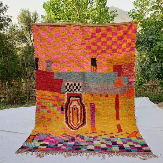Amsane - MOROCCAN BOUJAAD RUG | Berber Colorful Area Rug for living room Handmade Authentic Wool | 9'9x6'7 Ft | 302x204 cm - OunizZ