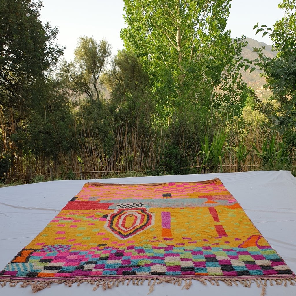 Amsane - MOROCCAN BOUJAAD RUG | Berber Colorful Area Rug for living room Handmade Authentic Wool | 9'9x6'7 Ft | 302x204 cm - OunizZ