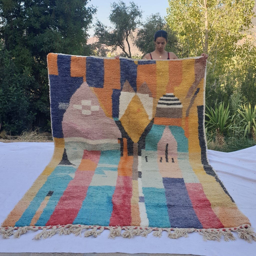 Arabi Rug ARABI | 9'7x6'6 Ft | 3x2 m | Moroccan Colorful Rug | 100% wool handmad ...