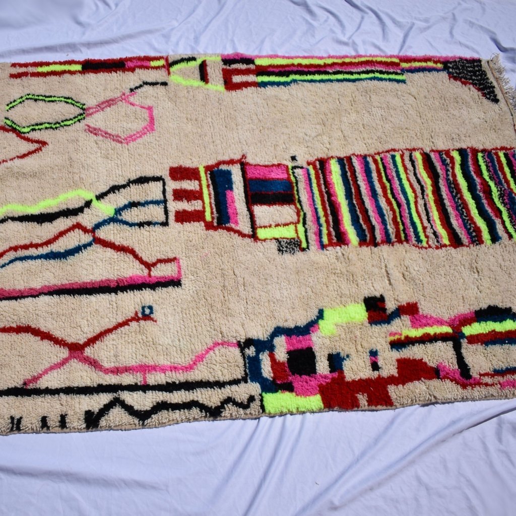 ARINAS | 10x7 Ft | 3x2 cm | Moroccan White Rug | 100% wool handmade - OunizZ
