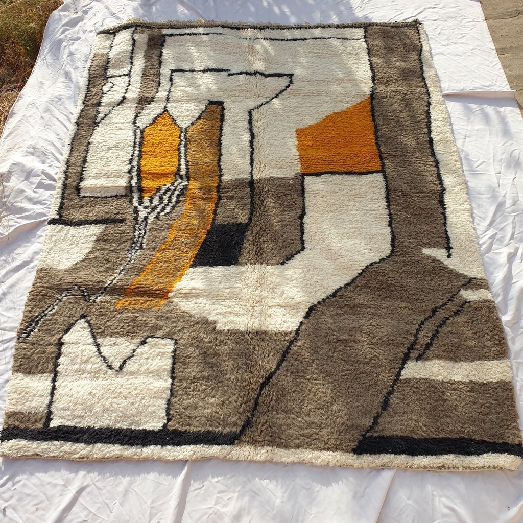ARNABA | 9'2x7 Ft | 2,80x2,14 m | Moroccan Beni Ourain Rug | 100% wool handmade - OunizZ