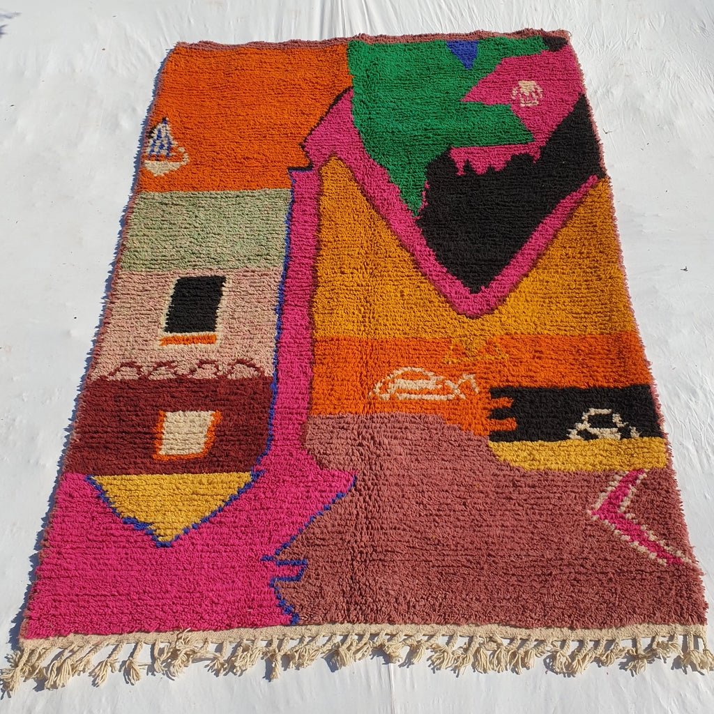 Aro - MOROCCAN RUG BOUJAAD | Berber Colorful Area Rug for living room Handmade Authentic Wool | 9'80x6'70 Ft | 300x203 cm - OunizZ