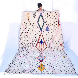 AROME | 10x7 Ft | 3x2 cm | Moroccan White Rug | 100% wool handmade - OunizZ