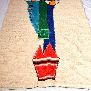 AROUSSA | 8'7x4'8 Ft | 266x145 cm | Moroccan White Rug | 100% wool handmade - OunizZ