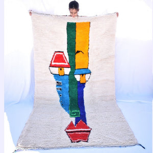 AROUSSA | 8x5 Ft | 2.5x1.5 m | Moroccan White Rug | 100% wool handmade - OunizZ
