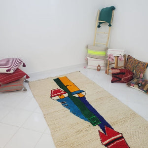 AROUSSA | 8x5 Ft | 2.5x1.5 m | Moroccan White Rug | 100% wool handmade - OunizZ