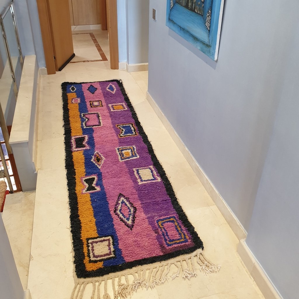 ARYG Runner | 9'6x2'5 Ft | 2,92x0,77 m | Moroccan Colorful Rug | 100% wool handmade - OunizZ