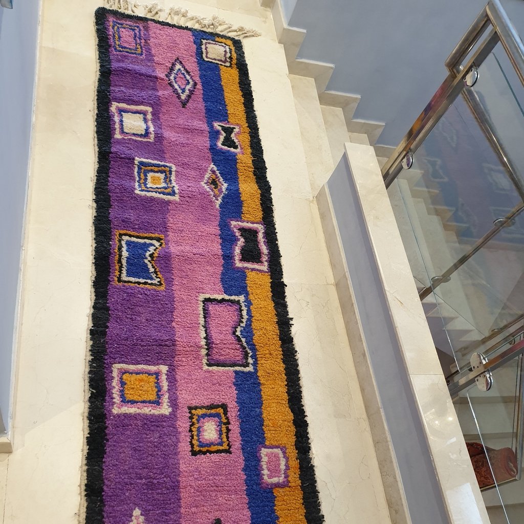 ARYG Runner | 9'6x2'5 Ft | 2,92x0,77 m | Moroccan Colorful Rug | 100% wool handmade - OunizZ