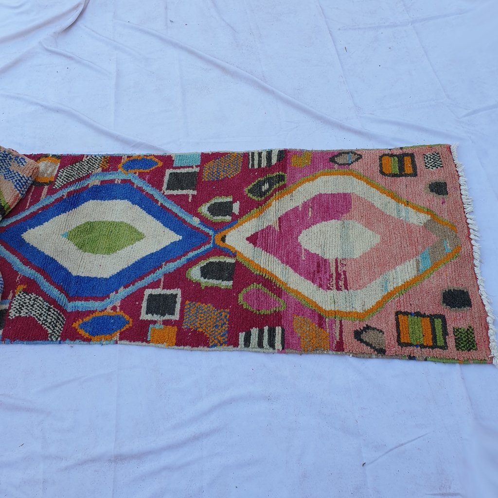 ASHKID Runner | 9'6x2'8 Ft | 2,93x0,87 m | Moroccan Colorful Rug | 100% wool handmade - OunizZ