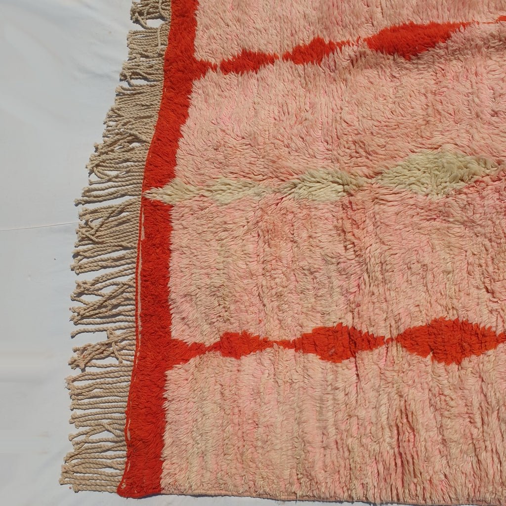 Assif | BENI OUARAIN MOROCCAN Area Rug Soft & Thick Pink Red for Living Room or Bedroom | Moroccan High Pile Rug Berber Authentic Wool | 9'3x5'6 Ft | 284x170 cm - OunizZ