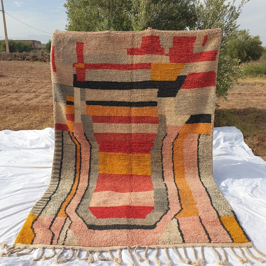Authentic Boujaad Rug Moroccan Colorful Living room carpet | 9'7x6'3 Ft | 295x193 cm | HABA | 100% wool handmade - OunizZ