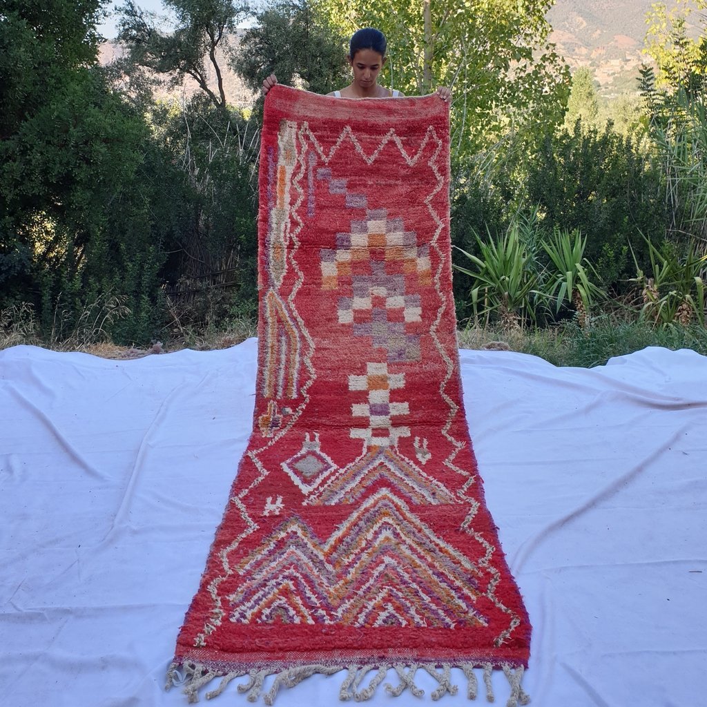 AWRAY Runner | 9'5x2'8 Ft | 2,90x0,85 m | Moroccan Colorful Rug | 100% ...