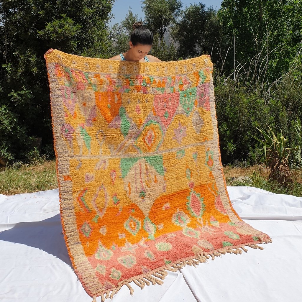 AYIDA | 6x4'8 Ft | 185x150 cm | Moroccan Colorful Rug | 100% wool handmade - OunizZ