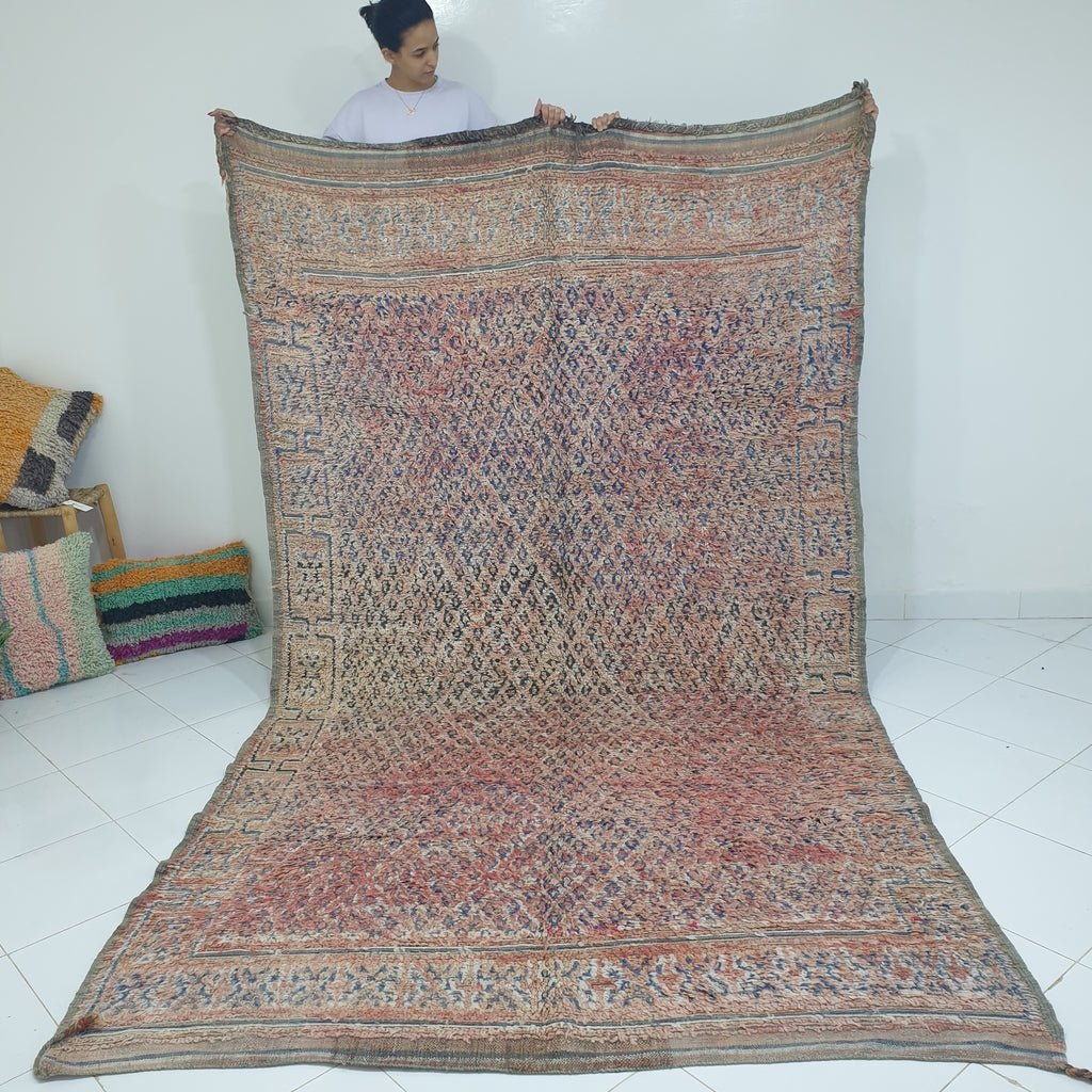 AYMILNE | 11'2x6'4 Ft | 3,41x1,94 m | Moroccan VINTAGE Colorful Rug | 100% wool handmade - OunizZ