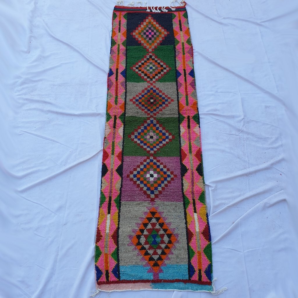 AYZUL Runner | 9'4x2'8 Ft | 2,86x0,84 m | Moroccan Colorful Rug | 100% wool handmade - OunizZ