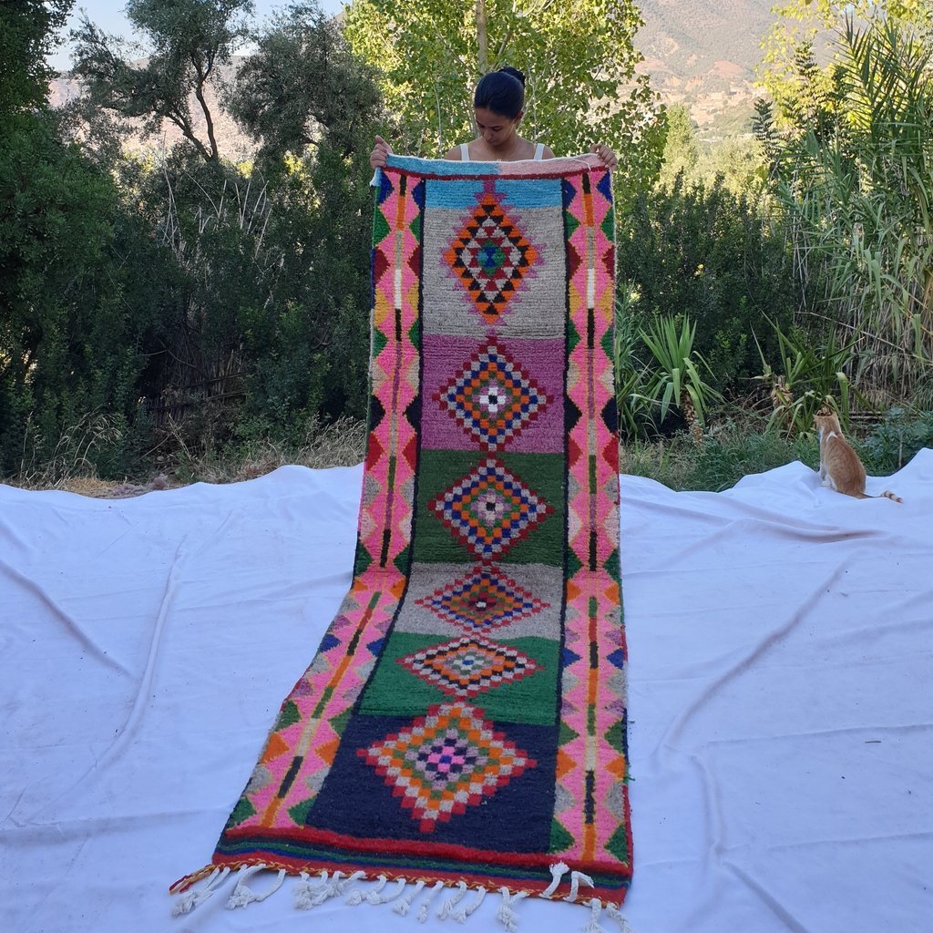 AYZUL Runner | 9'4x2'8 Ft | 2,86x0,84 m | Moroccan Colorful Rug | 100% wool handmade - OunizZ