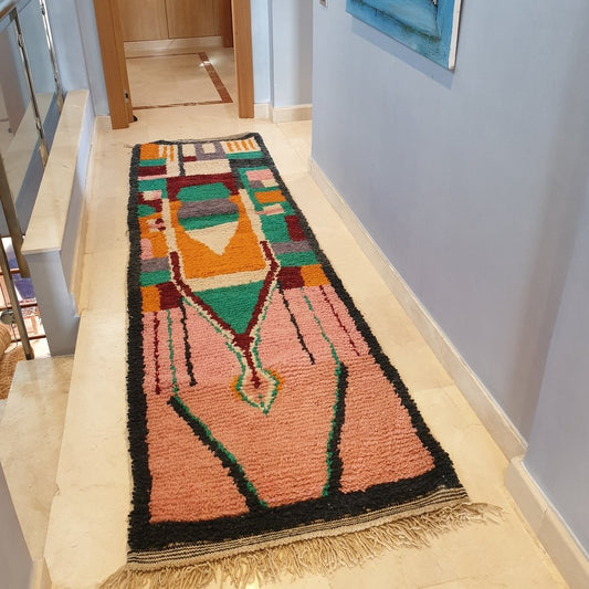 AZEN Runner | 10x2'9 Ft | 3x0,87 m | Moroccan Colorful Rug | 100% wool handmade - OunizZ