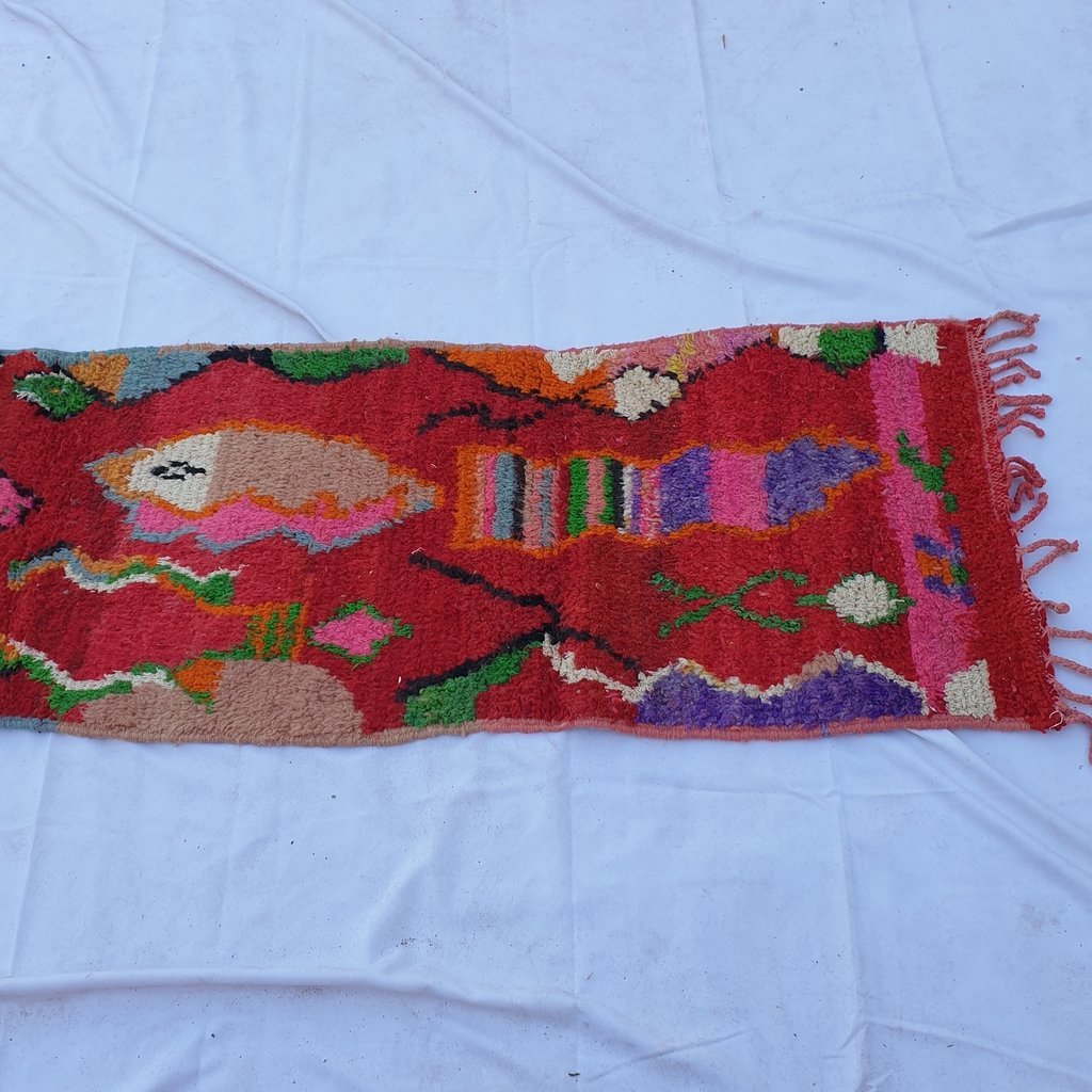 AZUG Runner | 9'7x2'7 Ft | 2,95x0,69 m | Moroccan Colorful Rug | 100% wool handmade - OunizZ