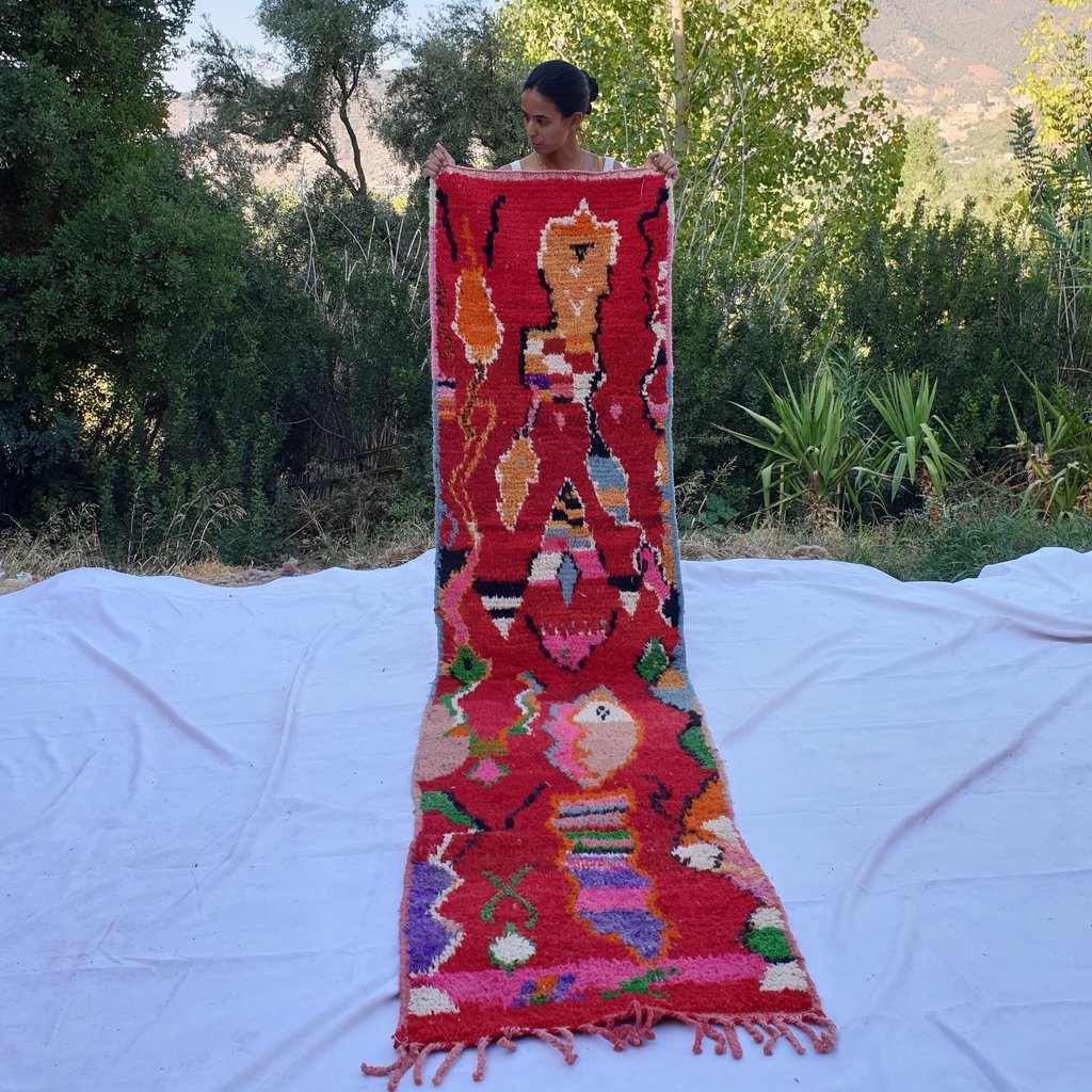 AZUG Runner | 9'7x2'7 Ft | 2,95x0,69 m | Moroccan Colorful Rug | 100% wool handmade - OunizZ