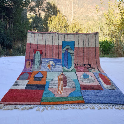 Babalia | MOROCCAN RUG BOUJAD | Moroccan Berber Rug | Colorful Rug Moroccan Carpet | Authentic Handmade Berber Living room Rugs | 13'19x9'64 Ft | 402x294 cm - OunizZ