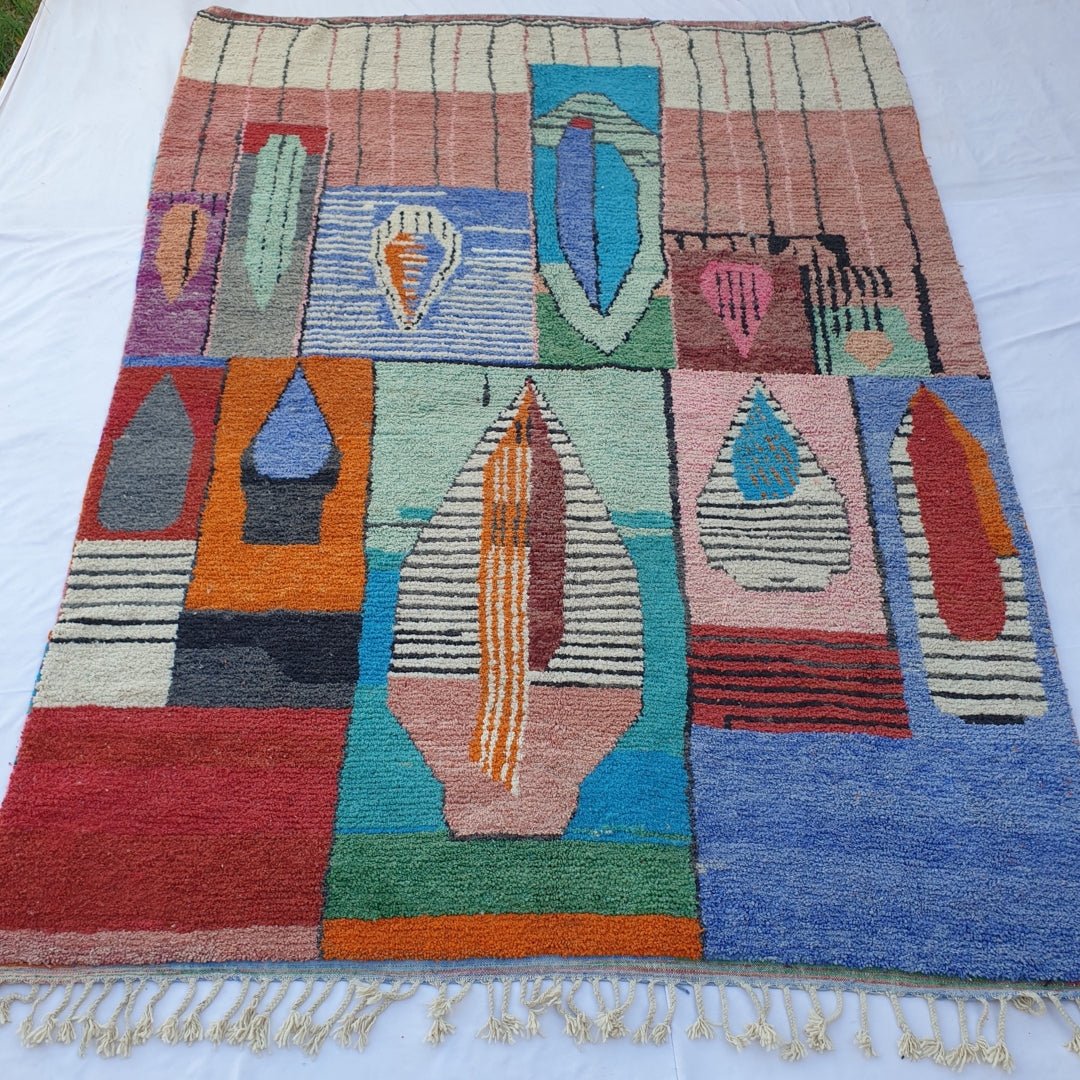 Babalia | MOROCCAN RUG BOUJAD | Moroccan Berber Rug | Colorful Rug Moroccan Carpet | Authentic Handmade Berber Living room Rugs | 13'19x9'64 Ft | 402x294 cm - OunizZ