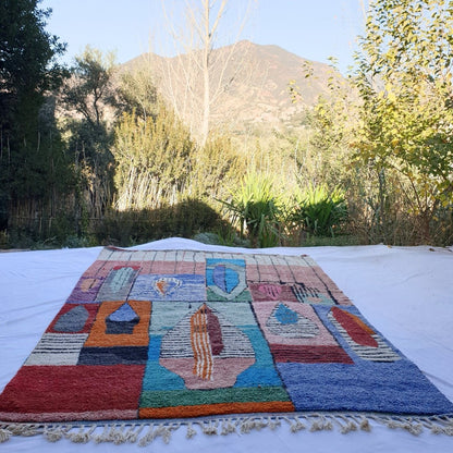 Babalia | MOROCCAN RUG BOUJAD | Moroccan Berber Rug | Colorful Rug Moroccan Carpet | Authentic Handmade Berber Living room Rugs | 13'19x9'64 Ft | 402x294 cm - OunizZ