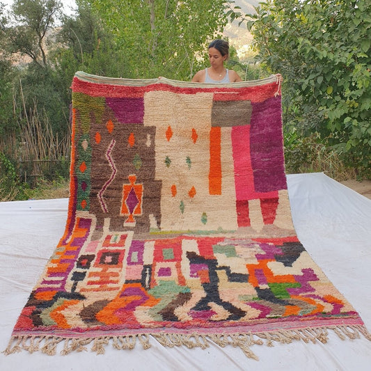 Babayna - MOROCCAN RUG BOUJAAD | Moroccan Berber Rug | Colorful Rug Moroccan Carpet | Authentic Handmade Berber Bedroom Rugs | 9'84x6'66 Ft | 300x203 cm - OunizZ