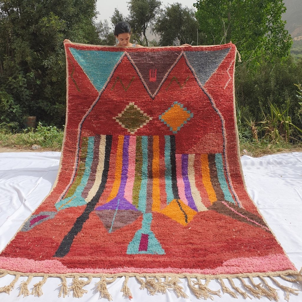 BAHA | 9'5x6 Ft | 3x2 m | Moroccan Colorful Rug | 100% wool handmade - OunizZ