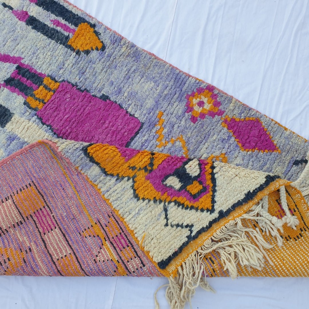 Baida - Moroccan Rug Boujaad | Colorful Authentic Berber Handmade Bedroom Rug | 7'19x4'20 Ft | 2,19x1,28 m - OunizZ