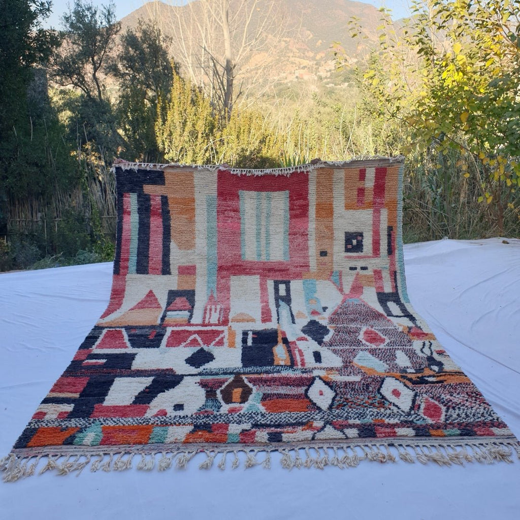 Bakhra | MOROCCAN RUG BOUJAD | Moroccan Berber Rug | Colorful Rug Moroccan Carpet | Authentic Handmade Berber Living room Rugs | 12'76x9'81 Ft | 389x299 cm - OunizZ