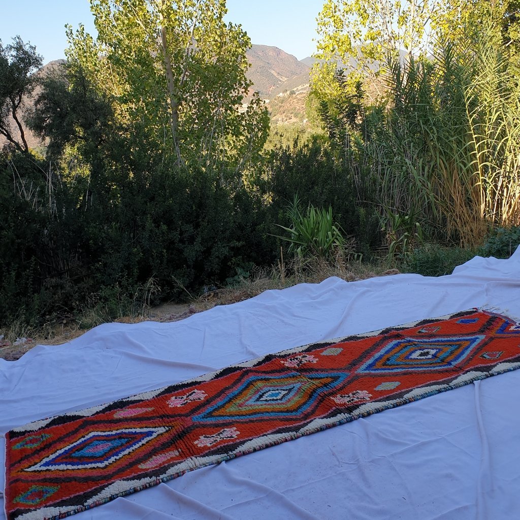 BAKI Runner | 10x3 Ft | 3x0,90 m | Moroccan Colorful Rug | 100% wool handmade - OunizZ