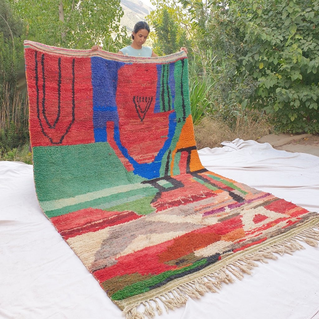 Balana - MOROCCAN RUG BOUJAAD | Moroccan Berber Rug | Colorful Rug Moroccan Carpet | Authentic Handmade Berber Bedroom Rugs | 10x6'56 Ft | 306x200 cm - OunizZ