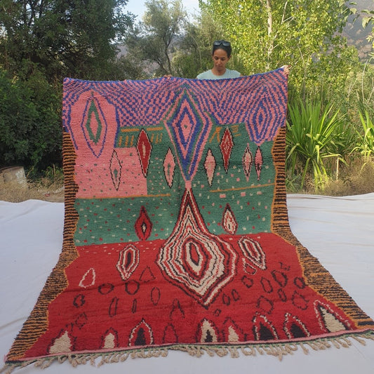 Baluhia - MOROCCAN BOUJAAD RUG | Berber Colorful Area Rug for living room Handmade Authentic Wool | 9'64x6'62 Ft | 294x202 cm - OunizZ
