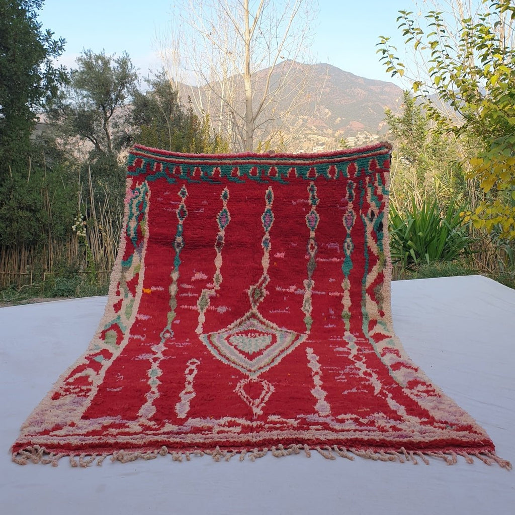 Barba - MOROCCAN RUG BOUJAD | Moroccan Berber Rug | Colorful Rug Moroccan Carpet | Authentic Handmade Berber Bedroom Rugs | 10x6'40 Ft | 305x196 cm - OunizZ
