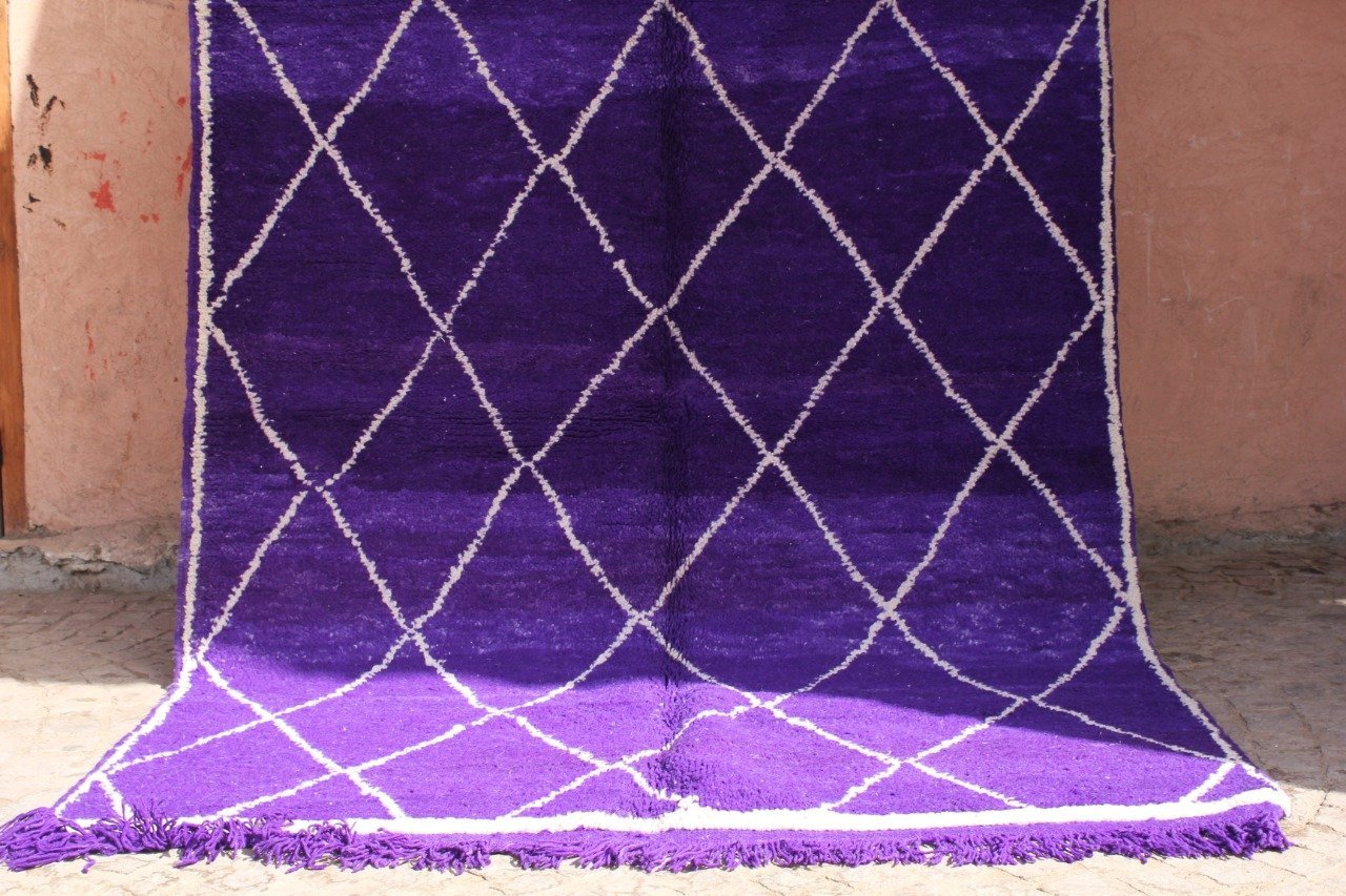 BEGHNAT | BENI OUARAIN purple Rug | 100% wool handmade in Morocco - OunizZ