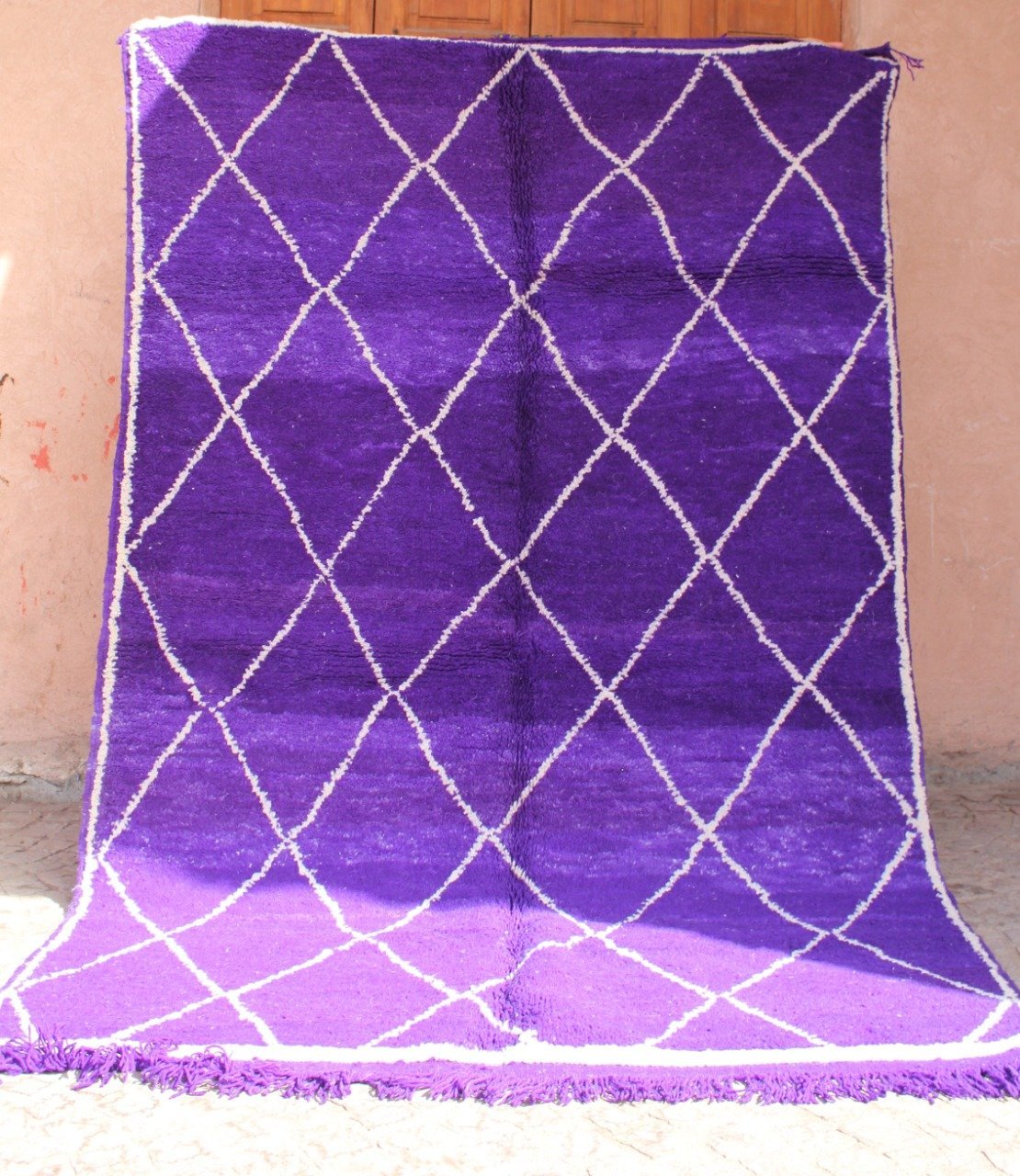 BEGHNAT | BENI OUARAIN purple Rug | 100% wool handmade in Morocco - OunizZ