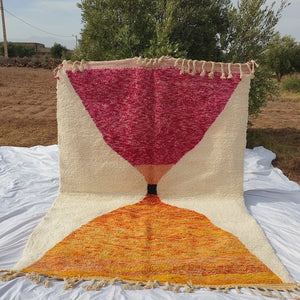 Beni Ouarain Moroccan Rug Orange Pink Authentic and Soft | 10'8 x 8'2 Ft | 3,30x2,50 m | JABAL | 100% wool handmade - OunizZ