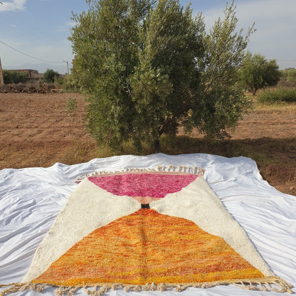 Beni Ouarain Moroccan Rug Orange Pink Authentic and Soft | 10'8 x 8'2 Ft | 3,30x2,50 m | JABAL | 100% wool handmade - OunizZ