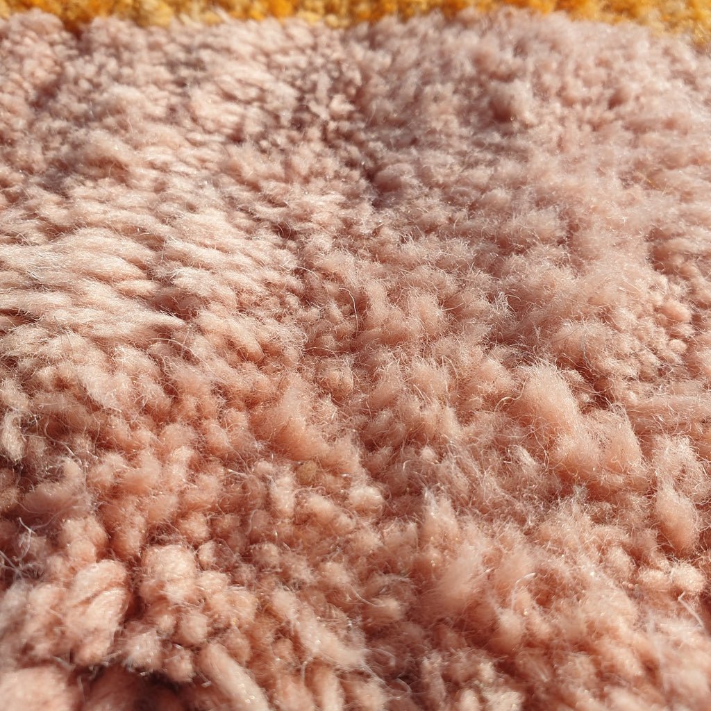 BENI OUARAIN RUG Soft & Thick Pink Orange Living Room Carpet | Moroccan High Pile Area Rug Berber Authentic Wool | 9'7x6'8 Ft | 3x2 m | Samira - OunizZ