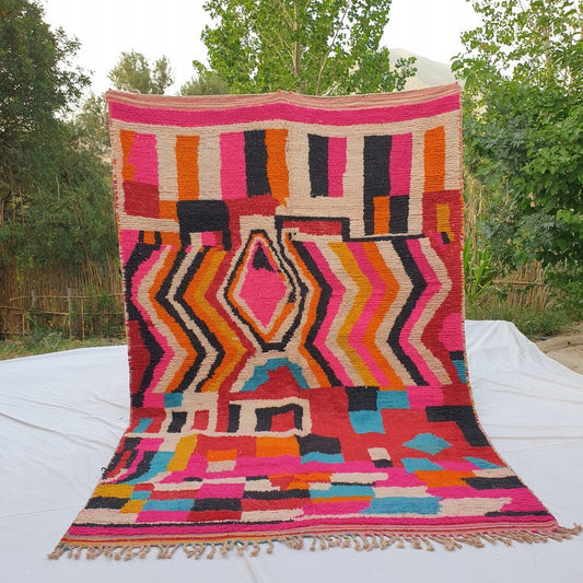 Biria - MOROCCAN BOUJAAD RUG | Berber Colorful Area Rug for living room Handmade Authentic Wool | 9'8x6'6 Ft | 300x202 cm - OunizZ