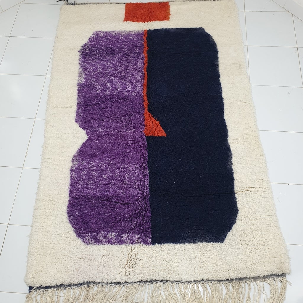 BITTY | 7'9x5'1 Ft | 2,40x1,55 m | Moroccan Beni Ourain Rug | 100% wool handmade - OunizZ