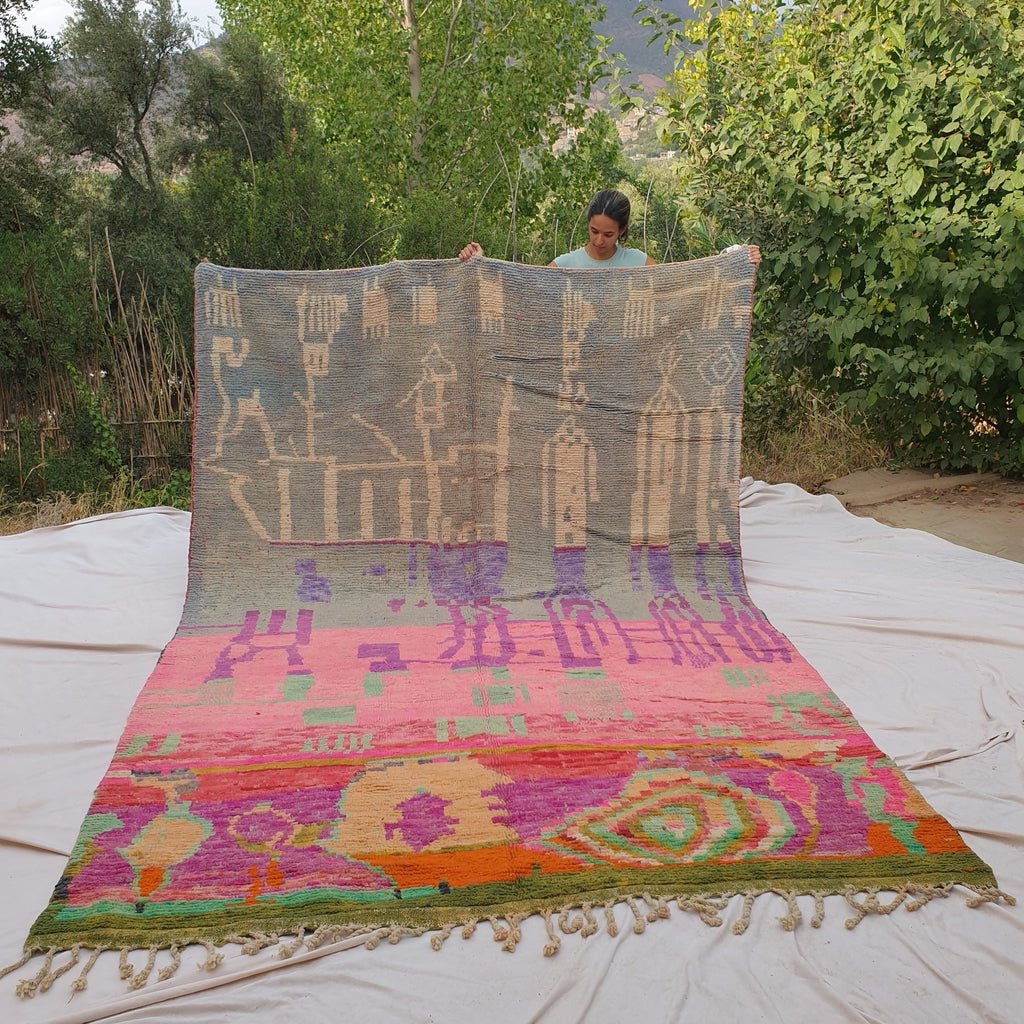 Bkata | Boujaad Moroccan Rug 11'88x7'81 Ft | 362x238 cm | 100% wool handmade in Morocco - OunizZ