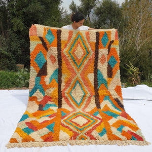 BLIGHA | 8x5 Ft | 2,5x1,5 m | Moroccan Colorful Rug | 100% wool handmade - OunizZ