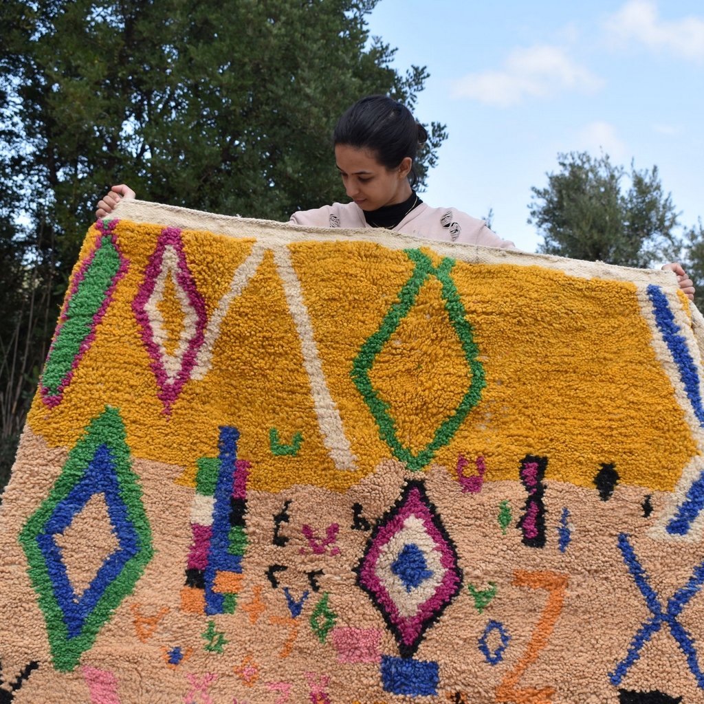 BOJO | 9x6 Ft | 3x2 m | Moroccan Colorful Rug | 100% wool handmade - OunizZ