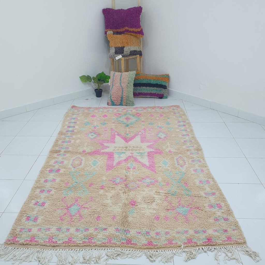 CECIN | 8x5 Ft | 2,43x1,55 m | Moroccan Colorful Rug | 100% wool handmade - OunizZ