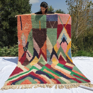 CHACHRA | 8x5 Ft | 2,5x1,5 m | Moroccan Colorful Rug | 100% wool handmade - OunizZ