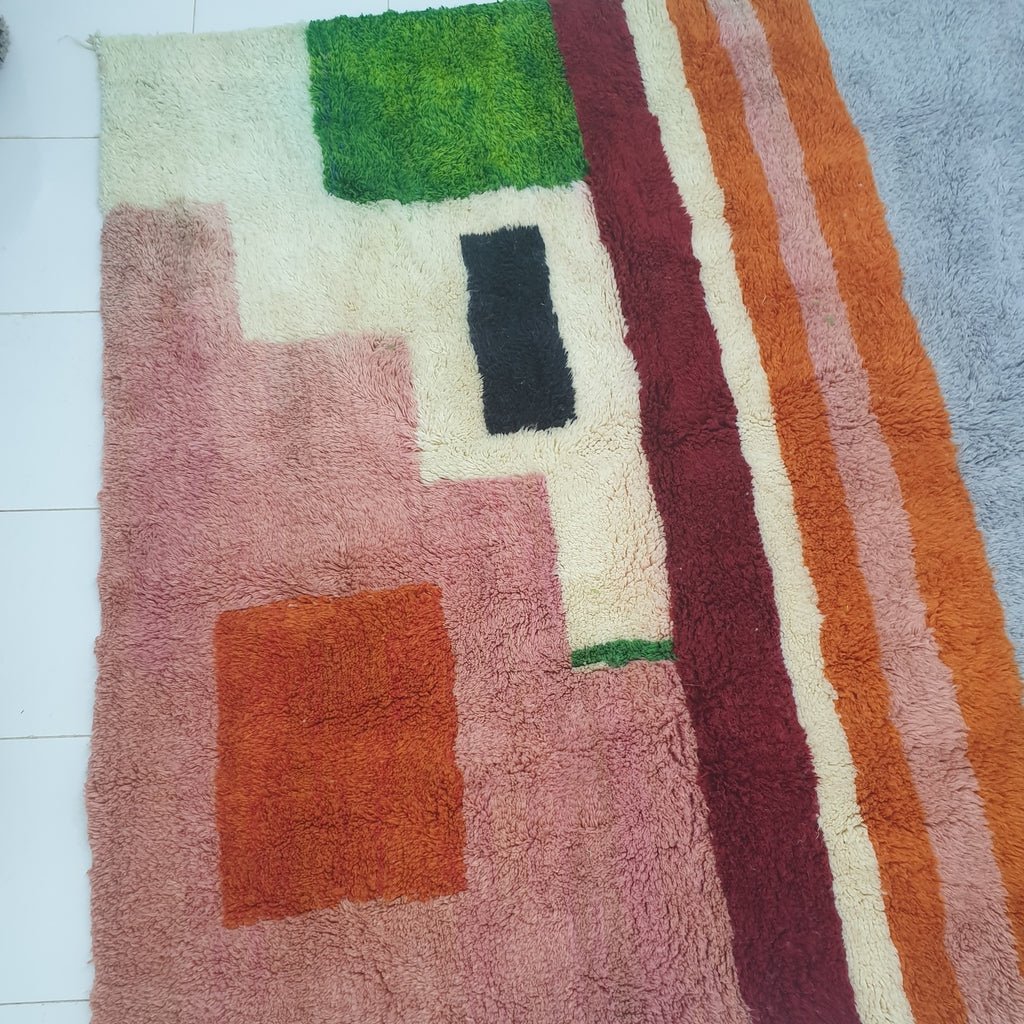 CHARTA Squared (Ultra Fluffy Beni rug) | 7x6'7 Ft | 2,1x2 m | Moroccan Beni Mrirt Rug | 100% wool handmade - OunizZ