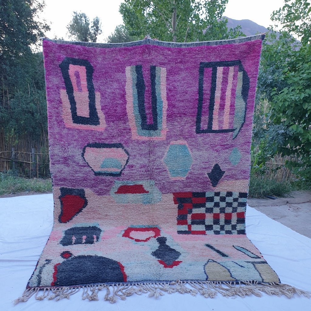Chbila - MOROCCAN BOUJAAD RUG | Berber Colorful Area Rug for living room Handmade Authentic Wool | 9'5x6'8 Ft | 289x208 cm - OunizZ